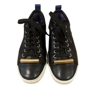 Stuart Weitzman Galaxi Aoki Gold Embellished Black Sneakers - Flats size 7